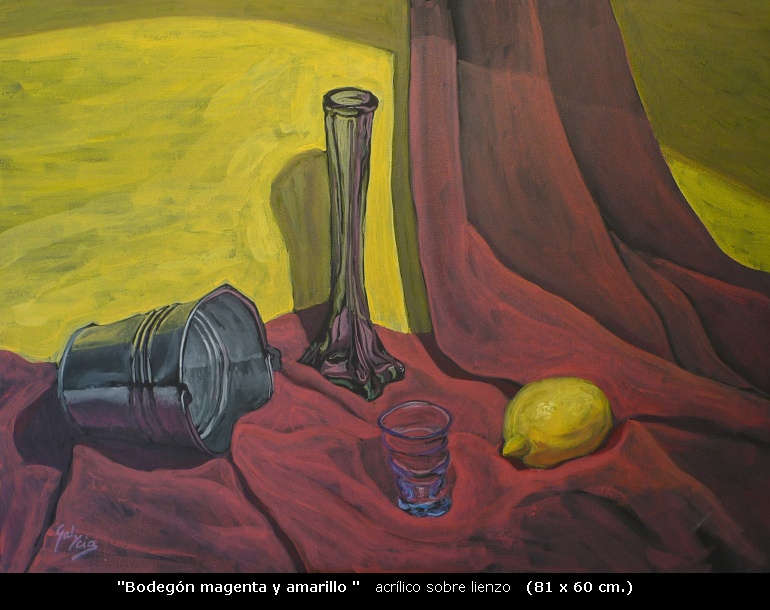 Bodegón magenta y amarillo