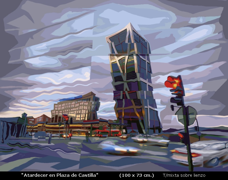 Atardecer en plaza de Castilla