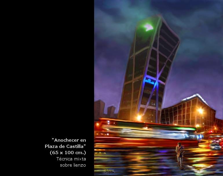 Anochecer en plaza de Castilla