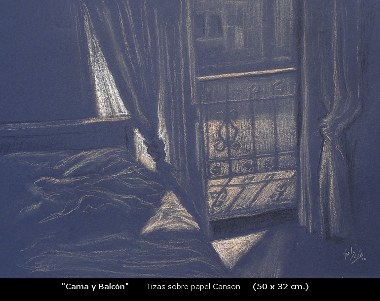 Cama y balcón, dibujo